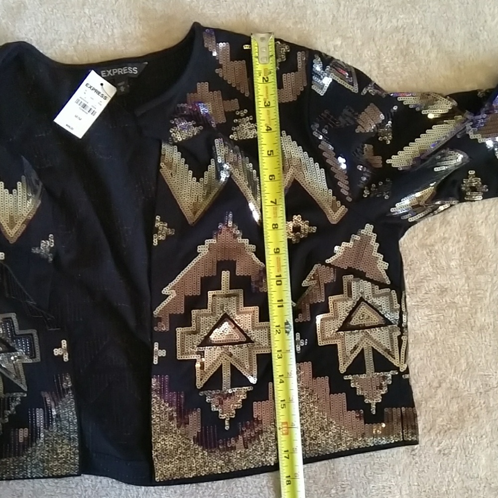Express Black And Silver Sequin Jacket - image 3